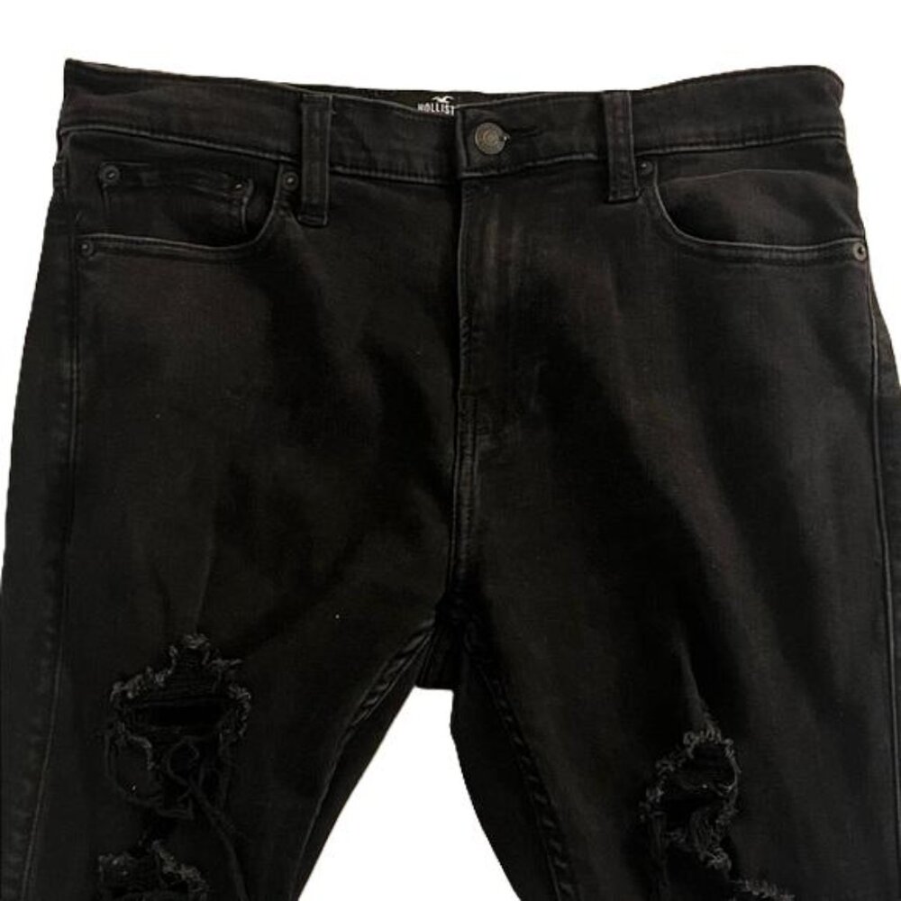 Hollister Men's Athletic Skinny Ripped Stretch Black Skinny Jeans, 33x32 - Picture 3 of 7